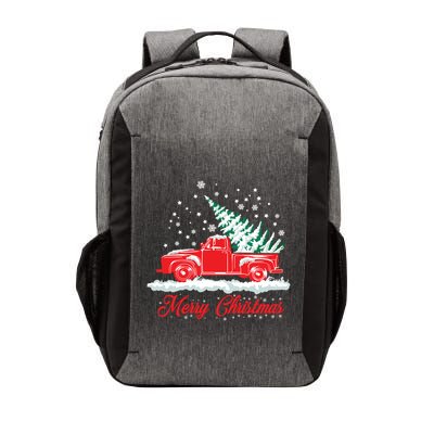 Christmas Tree In Back Of Old Red Pick Up Truck Snowing Cute Gift Vector Backpack