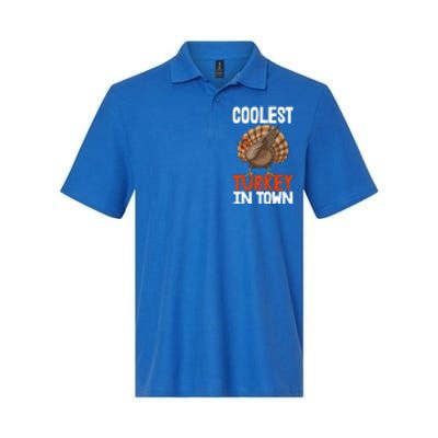 Coolest Turkey In Town Funny Turkey Gift Softstyle Adult Sport Polo