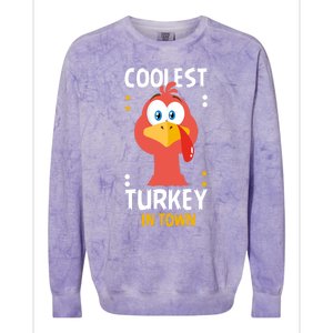 Coolest Turkey In Town Happy Family Thanksgiving Gift Colorblast Crewneck Sweatshirt