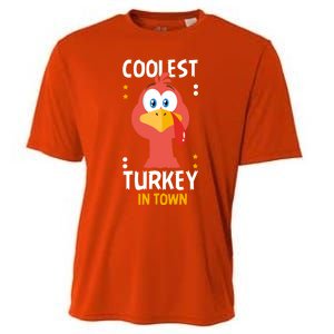 Coolest Turkey In Town Happy Family Thanksgiving Gift Cooling Performance Crew T-Shirt