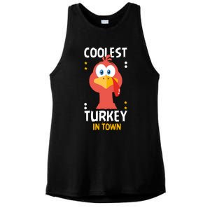 Coolest Turkey In Town Happy Family Thanksgiving Gift Ladies PosiCharge Tri-Blend Wicking Tank