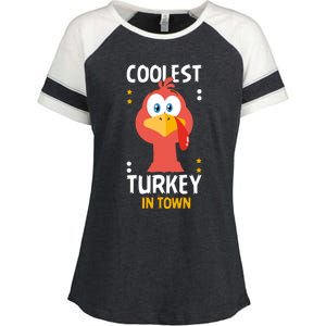 Coolest Turkey In Town Happy Family Thanksgiving Gift Enza Ladies Jersey Colorblock Tee