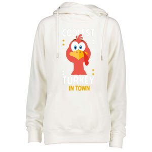 Coolest Turkey In Town Happy Family Thanksgiving Gift Womens Funnel Neck Pullover Hood