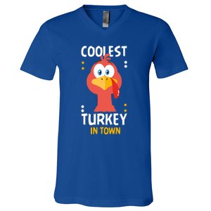 Coolest Turkey In Town Happy Family Thanksgiving Gift V-Neck T-Shirt