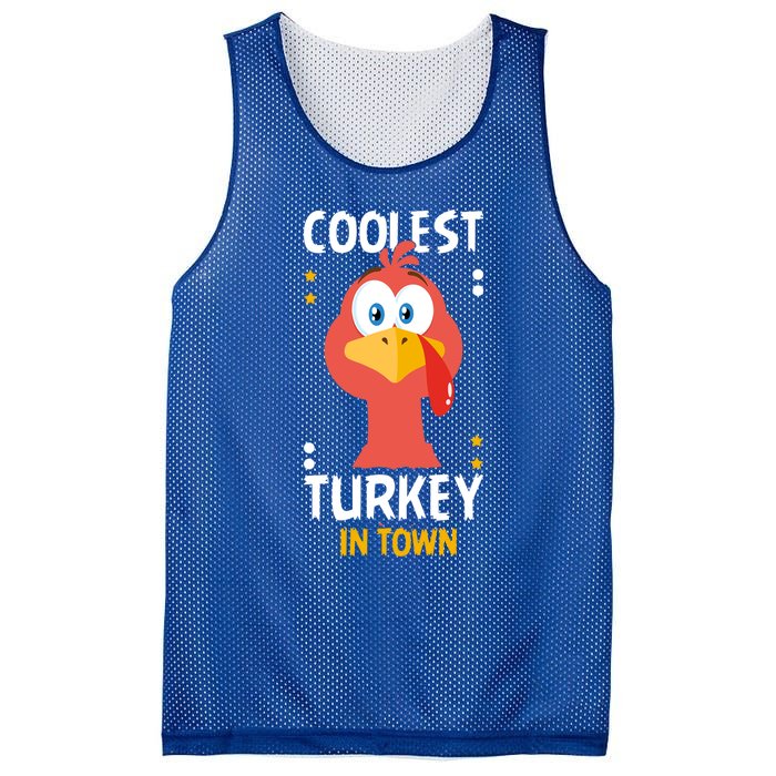 Coolest Turkey In Town Happy Family Thanksgiving Gift Mesh Reversible Basketball Jersey Tank