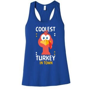 Coolest Turkey In Town Happy Family Thanksgiving Gift Women's Racerback Tank