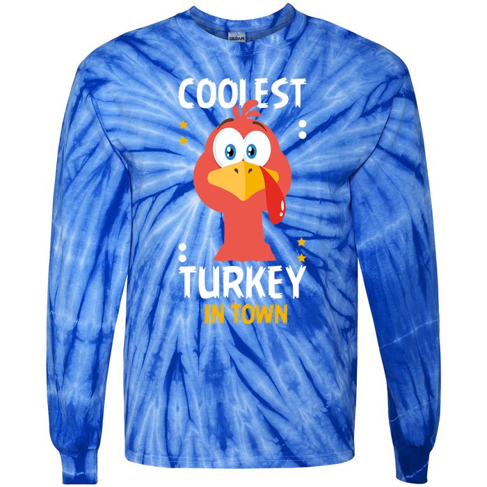 Coolest Turkey In Town Happy Family Thanksgiving Gift Tie-Dye Long Sleeve Shirt