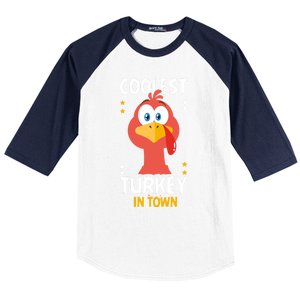 Coolest Turkey In Town Happy Family Thanksgiving Gift Baseball Sleeve Shirt