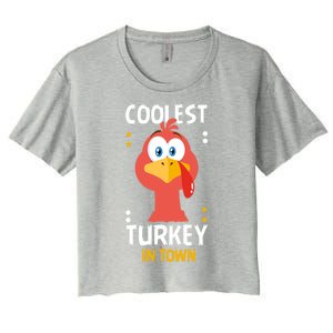 Coolest Turkey In Town Happy Family Thanksgiving Gift Women's Crop Top Tee