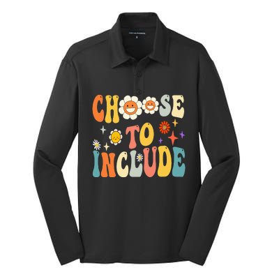 Choose To Include Special Education Teacher Autism Awareness Silk Touch Performance Long Sleeve Polo