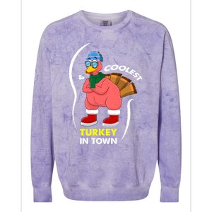 Coolest Turkey In Town Pajama Matching Meaningful Gift Colorblast Crewneck Sweatshirt