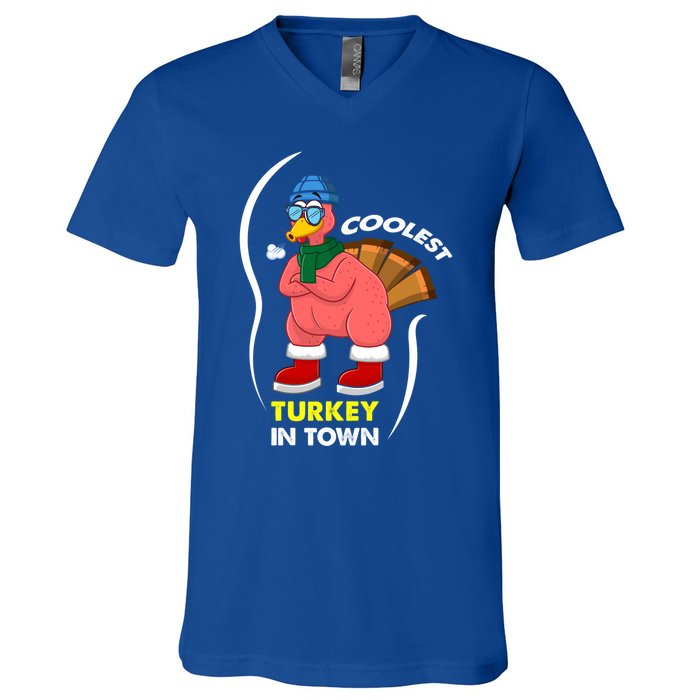 Coolest Turkey In Town Pajama Matching Meaningful Gift V-Neck T-Shirt