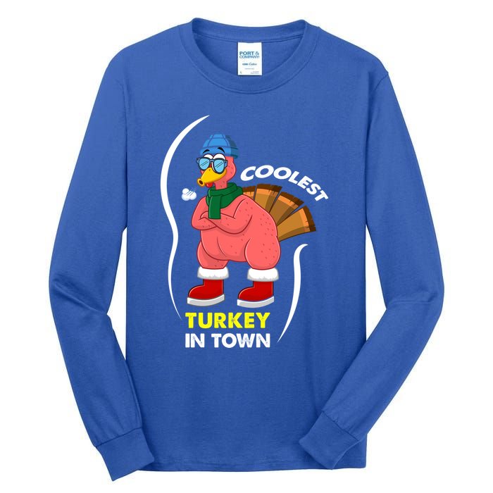 Coolest Turkey In Town Pajama Matching Meaningful Gift Tall Long Sleeve T-Shirt