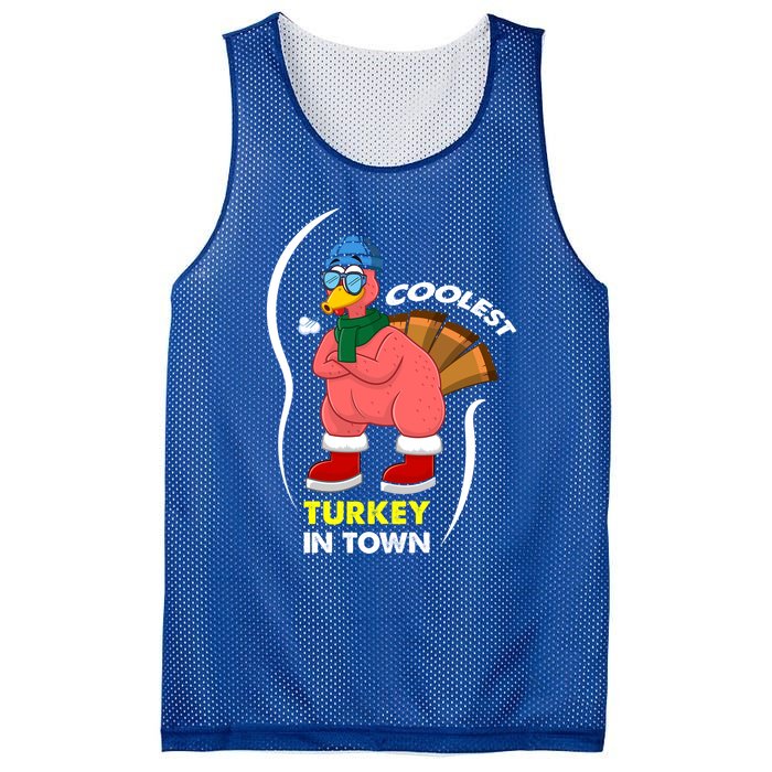 Coolest Turkey In Town Pajama Matching Meaningful Gift Mesh Reversible Basketball Jersey Tank