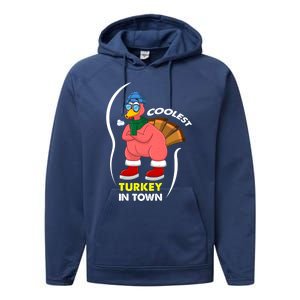 Coolest Turkey In Town Pajama Matching Meaningful Gift Performance Fleece Hoodie