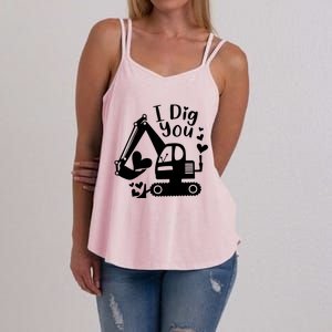 Construction Truck I Dig You Funny Valentine Gift Women's Strappy Tank