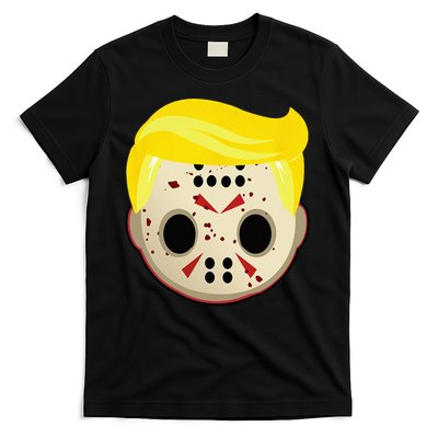 Cute Trump In Hockey Mask Funny Halloween Horror T-Shirt