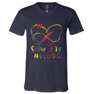 Choose To Include Autism Awareness Teacher Special Education V-Neck T-Shirt