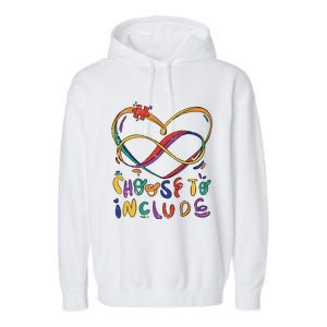 Choose To Include Autism Awareness Teacher Special Education Garment-Dyed Fleece Hoodie