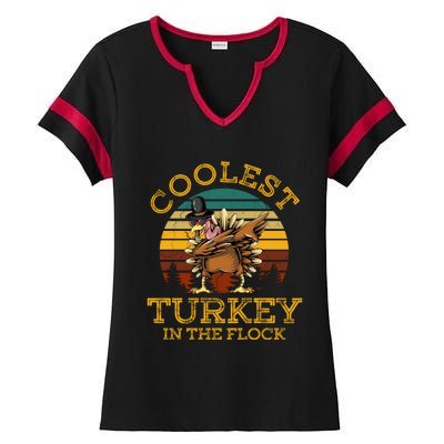 Coolest Turkey In The Flock Ladies Halftime Notch Neck Tee