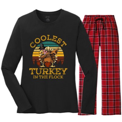 Coolest Turkey In The Flock Women's Long Sleeve Flannel Pajama Set 