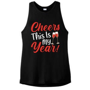 Cheers This Is My Year Celebration New Years Eve Cute Gift Ladies PosiCharge Tri-Blend Wicking Tank