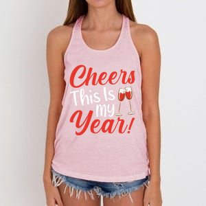 Cheers This Is My Year Celebration New Years Eve Cute Gift Women's Knotted Racerback Tank