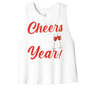 Cheers This Is My Year Celebration New Years Eve Cute Gift Women's Racerback Cropped Tank