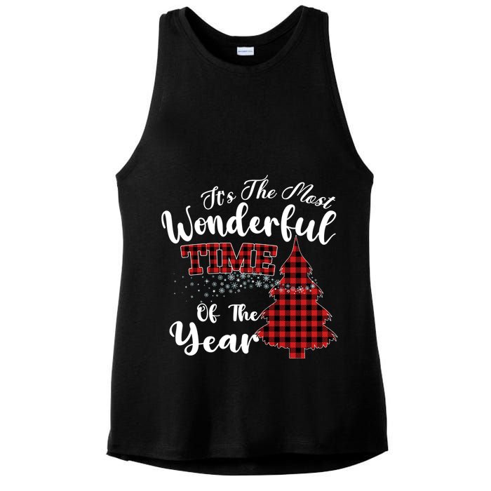 Christmas Trees It's The Most Wonderful Time Of The Year Ladies PosiCharge Tri-Blend Wicking Tank