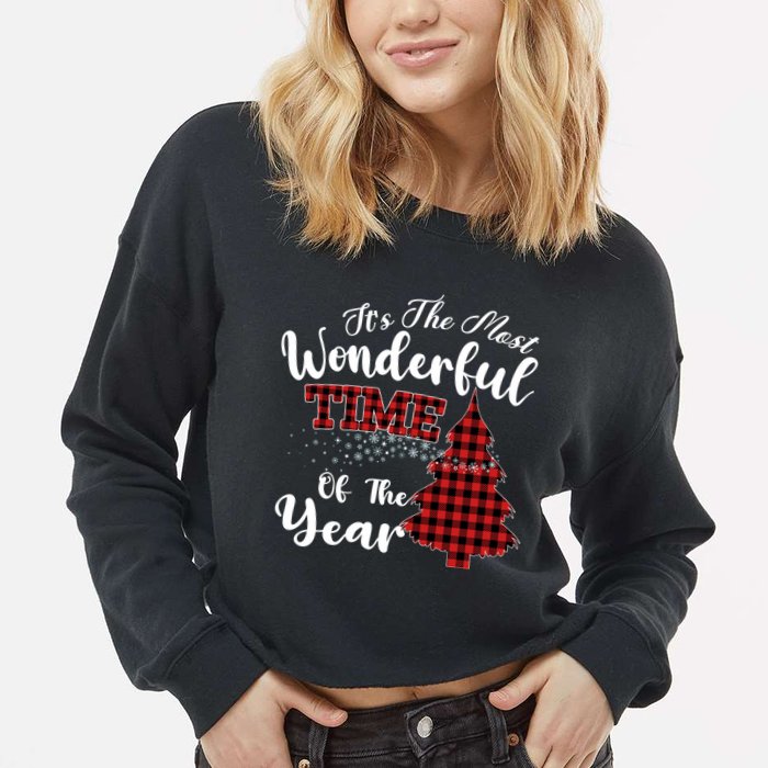 Christmas Trees It's The Most Wonderful Time Of The Year Cropped Pullover Crew