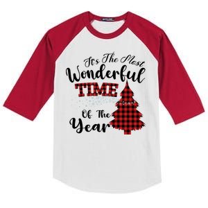 Christmas Trees It's The Most Wonderful Time Of The Year Kids Colorblock Raglan Jersey