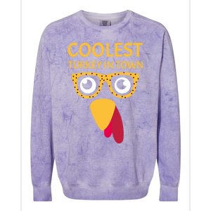 Coolest Turkey In Town Turkish Nose Glasses Disguise Gift Colorblast Crewneck Sweatshirt