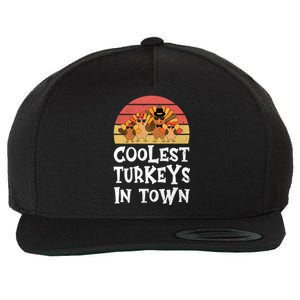 Coolest Turkeys In Town Funny Thanksgiving 4 Person Family Great Gift Wool Snapback Cap