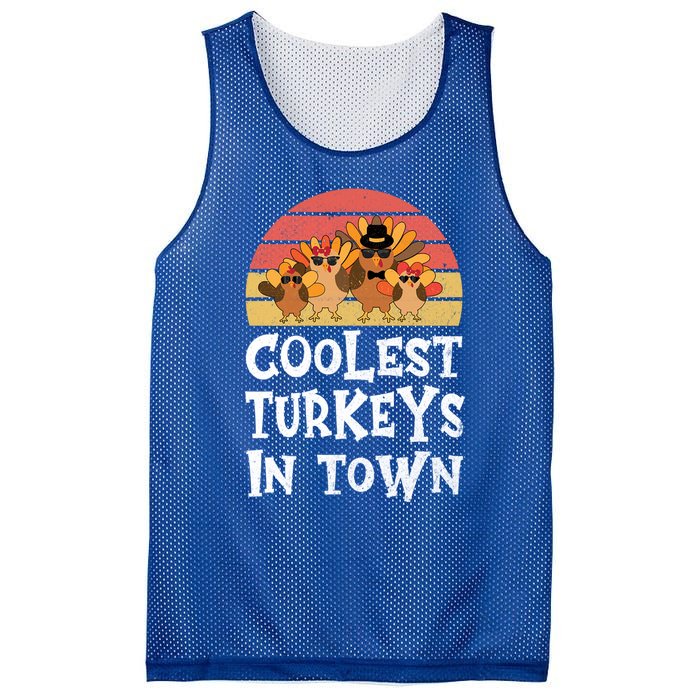 Coolest Turkeys In Town Funny Thanksgiving 4 Person Family Great Gift Mesh Reversible Basketball Jersey Tank