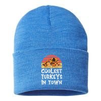 Coolest Turkeys In Town Funny Thanksgiving 4 Person Family Great Gift Sustainable Knit Beanie