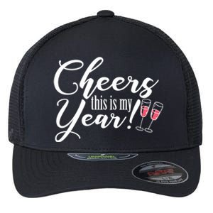 Cheers This Is My Year Happy New Year New Years Eve Gift Flexfit Unipanel Trucker Cap