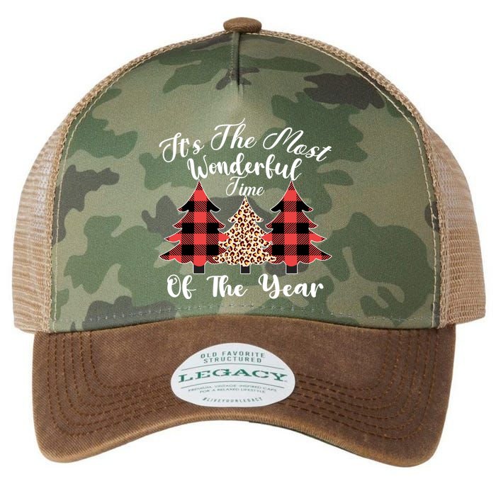 Christmas Trees It's The Most Wonderful Time Of The Year Plaid Leopard Trees Legacy Tie Dye Trucker Hat