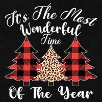 Christmas Trees It's The Most Wonderful Time Of The Year Plaid Leopard Trees Ladies PosiCharge Tri-Blend Wicking Tank