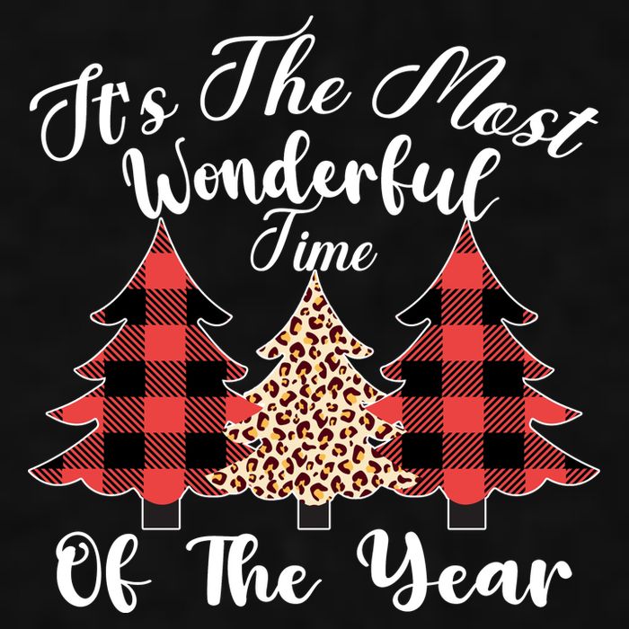 Christmas Trees It's The Most Wonderful Time Of The Year Plaid Leopard Trees Ladies PosiCharge Tri-Blend Wicking Tank