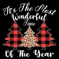 Christmas Trees It's The Most Wonderful Time Of The Year Plaid Leopard Trees 7-Panel Snapback Hat
