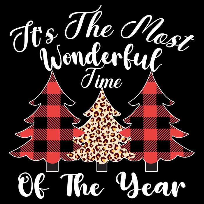 Christmas Trees It's The Most Wonderful Time Of The Year Plaid Leopard Trees 7-Panel Snapback Hat