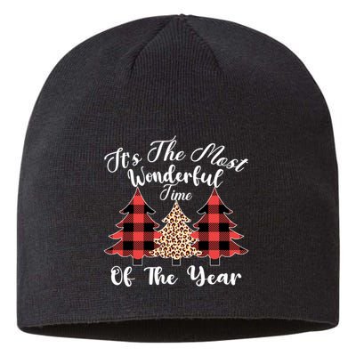 Christmas Trees It's The Most Wonderful Time Of The Year Plaid Leopard Trees Sustainable Beanie