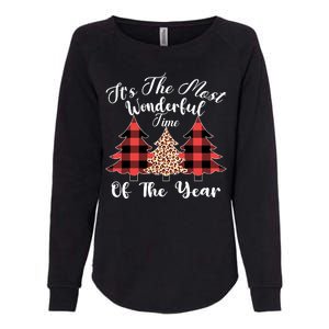 Christmas Trees It's The Most Wonderful Time Of The Year Plaid Leopard Trees Womens California Wash Sweatshirt