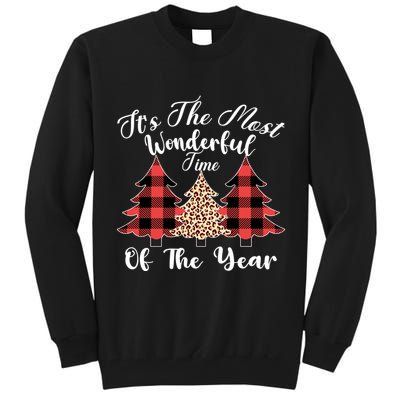 Christmas Trees It's The Most Wonderful Time Of The Year Plaid Leopard Trees Tall Sweatshirt