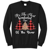 Christmas Trees It's The Most Wonderful Time Of The Year Plaid Leopard Trees Tall Sweatshirt