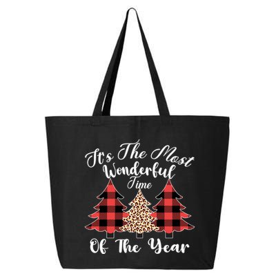 Christmas Trees It's The Most Wonderful Time Of The Year Plaid Leopard Trees 25L Jumbo Tote
