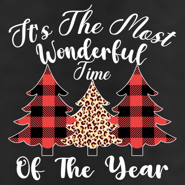 Christmas Trees It's The Most Wonderful Time Of The Year Plaid Leopard Trees 25L Jumbo Tote