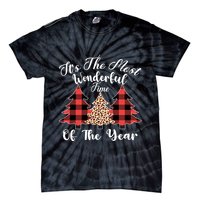 Christmas Trees It's The Most Wonderful Time Of The Year Plaid Leopard Trees Tie-Dye T-Shirt