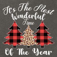 Christmas Trees It's The Most Wonderful Time Of The Year Plaid Leopard Trees Cotton Canvas Backpack