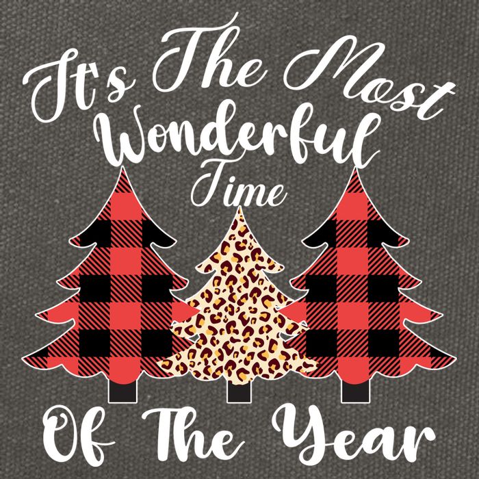 Christmas Trees It's The Most Wonderful Time Of The Year Plaid Leopard Trees Cotton Canvas Backpack